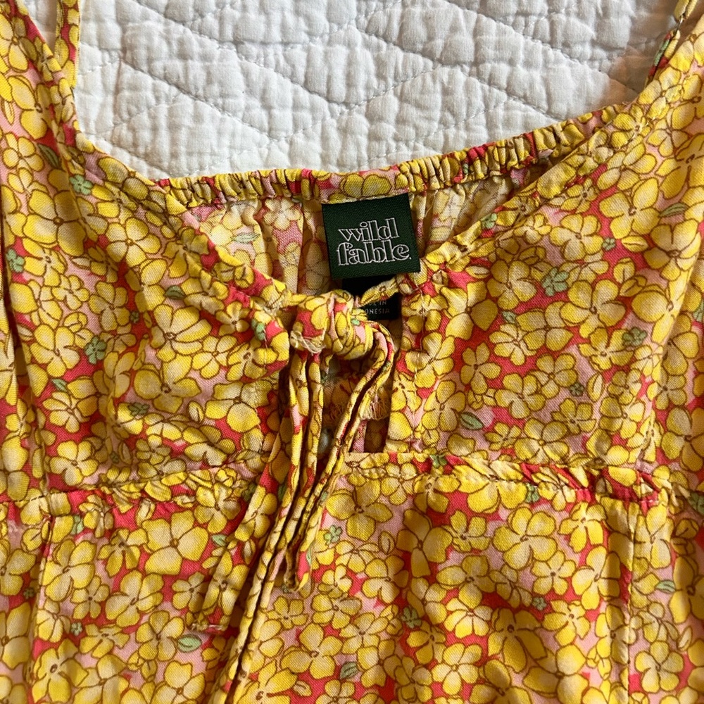 Wild Fable Vibrant Yellow and Pink Floral Blouse